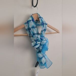 Silky Semi Sheer Cool Color Patterned Scarf